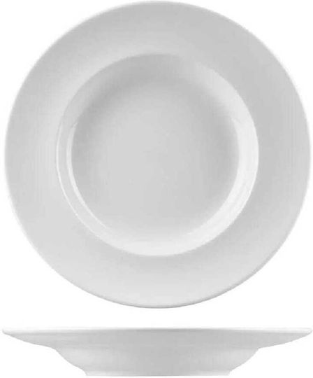 Yuk Teller Suppe aus Porzellan Weiß mit Durchmesser 22.5cm 6Stück