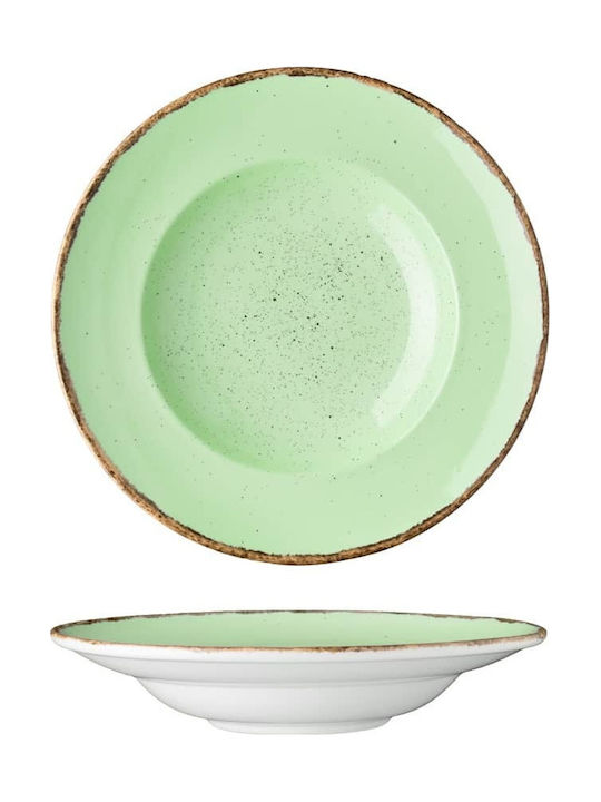 Lukanda 360 Plate Pasta made of Porcelain Green with Diameter 27cm 6pcs