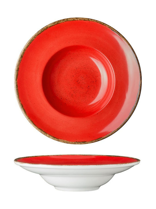 Lukanda 360 Plate Pasta made of Porcelain Red with Diameter 24cm 6pcs