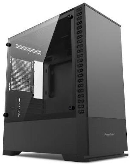 Power Train Gaming Midi Tower Κουτί Υπολογιστή με Πλαϊνό Παράθυρο Μαύρο