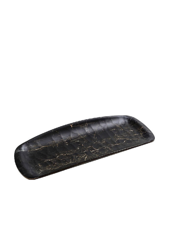Espiel Black Wood Plate Shallow Rectangular made of Melamine Black 26.5x11cm 6pcs