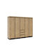 Fünf Türen Kleiderschrank Enocira 131 Oak, Anthracite 263x60x211cm