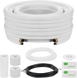 Set Mini Țevi De Separare Vevor 15,2m Țevi De Cupru Ac Od 9,5 Și 15,9mm Alb Izolat Bobină Pe 3/8 Piulițe Late Întărite Accesorii Sistem Mini Separare Hvac Sau Pompa De Căldură