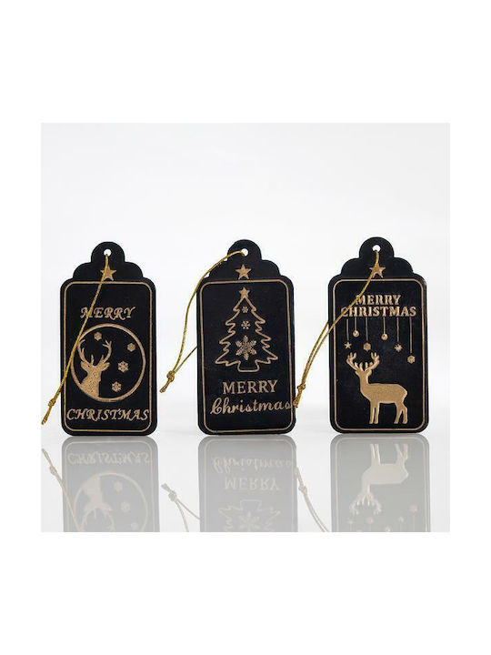 Metallic Ornaments Black-Gold 3 Designs Set 12 Pieces 8x4x0.1cm