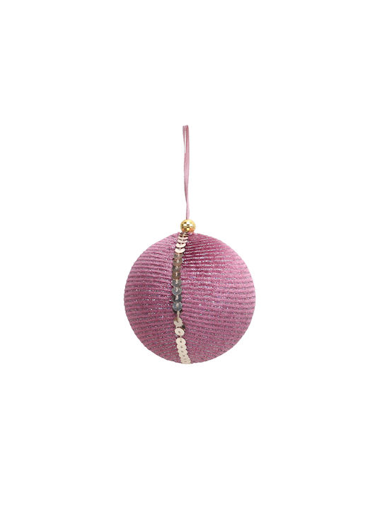 Set of 6 Fabric Ball Ornaments Rose Gold 8x8cm
