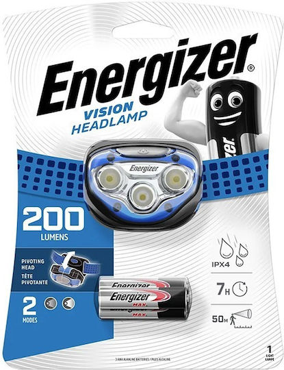 Energizer Φακός Κεφαλής LED IPX4 με Μέγιστη Φωτεινότητα 200lm Vision