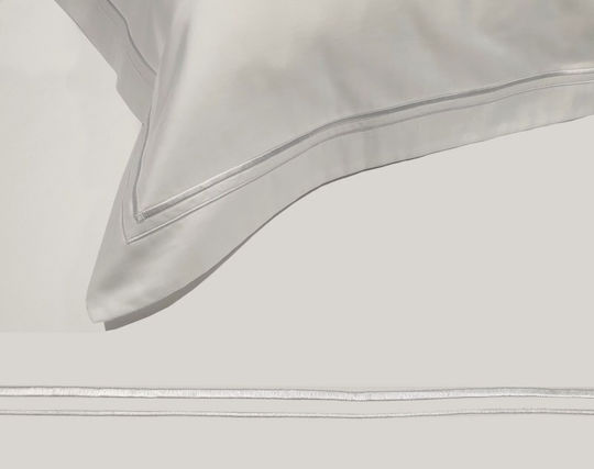 Sheet 190x290cm 100% Cotton 310tc 2 Stripes Cotton Satin Plain Set 4 Pieces White Oem 5201847009002