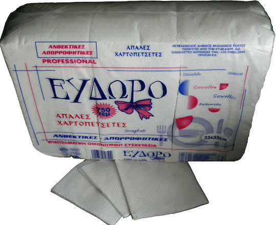 Eydoro 750 Giant Napkins 33x33cm White 1-Ply Paper 100% Pure Pulp Not Recycled 100% Whiteness