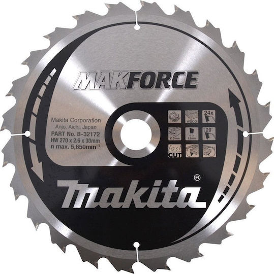 Makita Makforce Cutting Disc Wood Hole Diameter 270mm 1pcs
