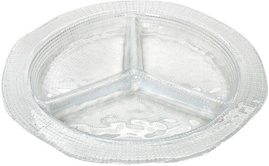 Espiel Glass Dessert Divided Serving Plate with 3 Slots Infinity Transparent Ø27cmxY3cm 27x27x3cm