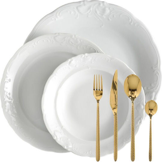 Cmielow White Porcelain Dinnerware Set 44pcs