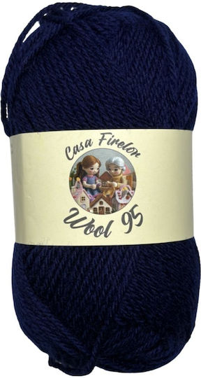 Fir De Tricotat Casa Firelor Din Lână 95 100% Lână 50 G – 95 M Fabricat În România – Culoare Albastru Închis