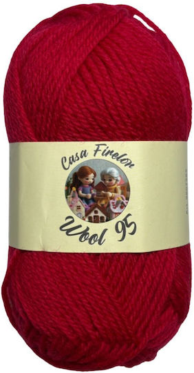 Fir De Tricotat Casa Firelor Din Lână 95 100% Lână 50 G – 95 M Fabricat În România – Culoare Roșie