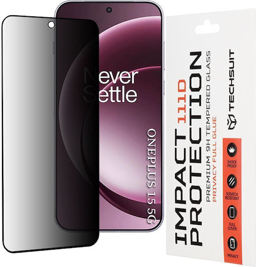 Techsuit Vollkleber Privatsphäre Vollflächig gehärtetes Glas Schwarz (OnePlus 15)