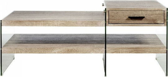 Rectangular Central Coffee Table Zlis Glass with Drawers Gray M110xW60xH45cm