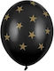 Set of 6 Balloons Black Stars