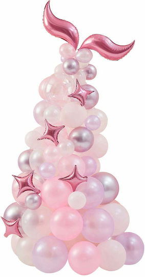 Composition with 80 Balloons Foil Pink 25.4cm