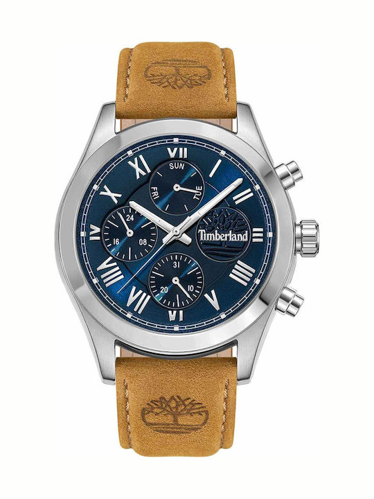 Timberland Timberland Мъжки Часовник 44mm На Батерия С Кафява Кожена Каишка
