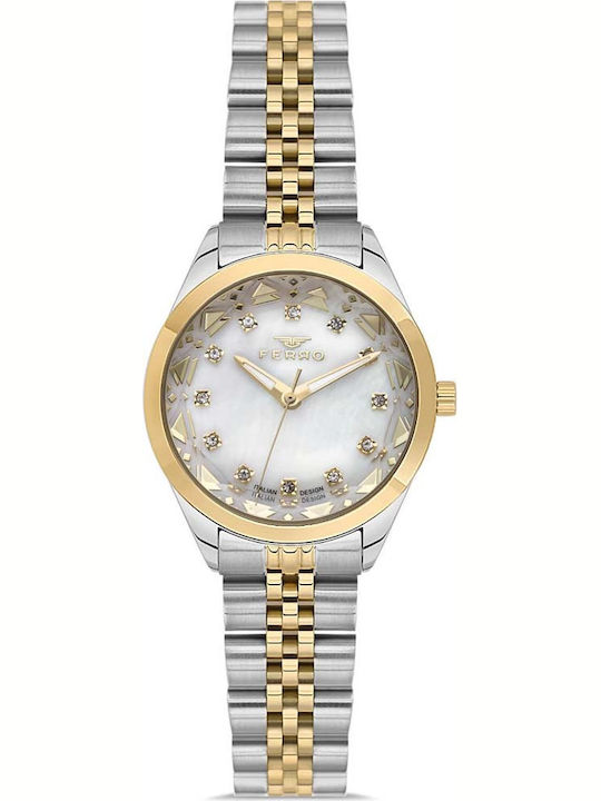 Ferro Men's Watch Battery with Gold Metal Bracelet