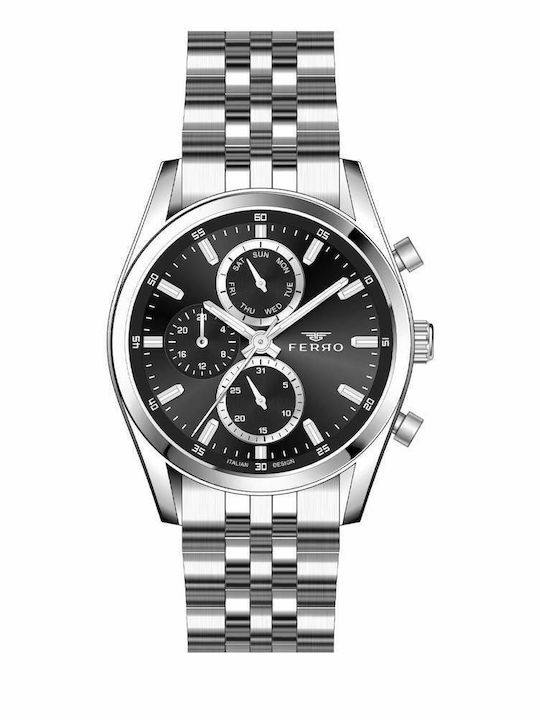 Ferro Men's Watch Battery with Silver Metal Bra...
