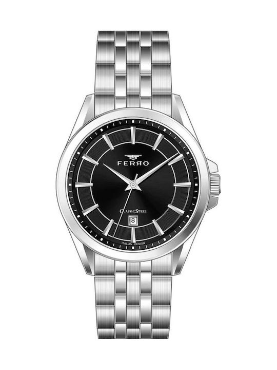 Ferro Men's Watch Battery with Silver Metal Bracelet