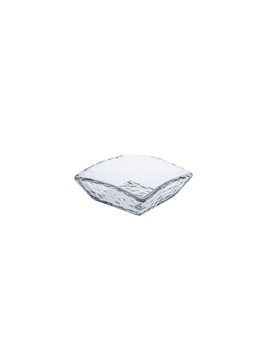 Espiel Rock Serving Bowl Square Glass Transparent 8.5cm
