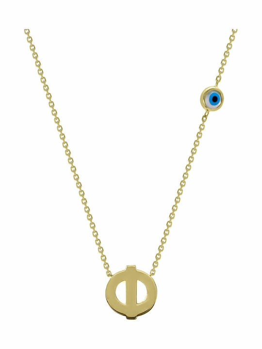 Kiriakos Gofas Halskette Monogramm "Φ" aus Vergoldet Silber