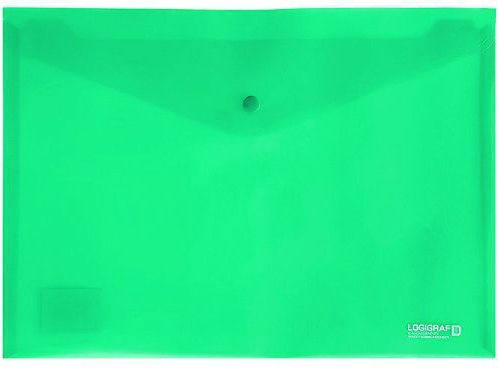 Logigraf Folder Transparent with Button for Paper A4 Green 10pcs