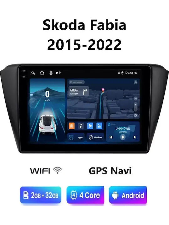 Car Audio System for Skoda Fabia 2015-2022 (Bluetooth/USB/WiFi/GPS/Apple-Carplay/Android-Auto) with Touch Screen 9"