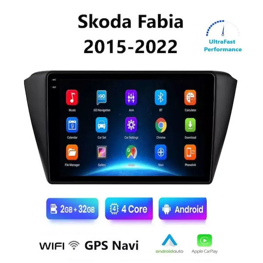 Ηχοσύστημα Αυτοκινήτου για Skoda Fabia 2015-2022 (Bluetooth/USB/WiFi/GPS/Apple-Carplay/Android-Auto) με Οθόνη Αφής 9"