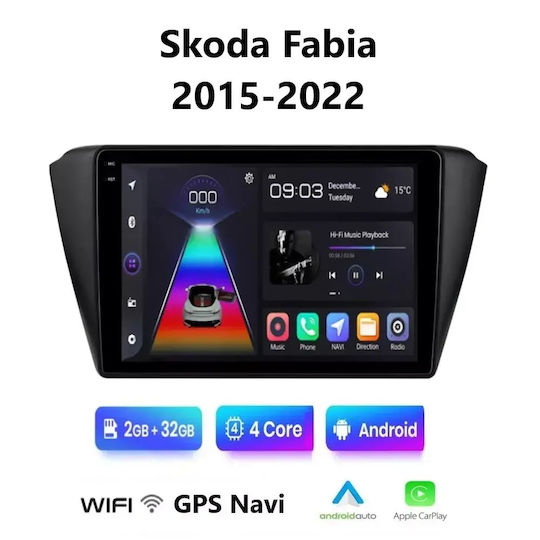 Car Audio System for Skoda Fabia 2015-2022 (Bluetooth/USB/WiFi/GPS/Apple-Carplay/Android-Auto) with Touch Screen 9"