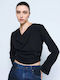 Women's Blouse Long Sleeve Drape Black