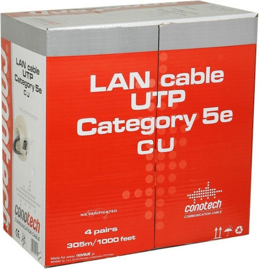 Conotech U/UTP Cat.5e Gigabit Network Cable Ethernet 305m Gray