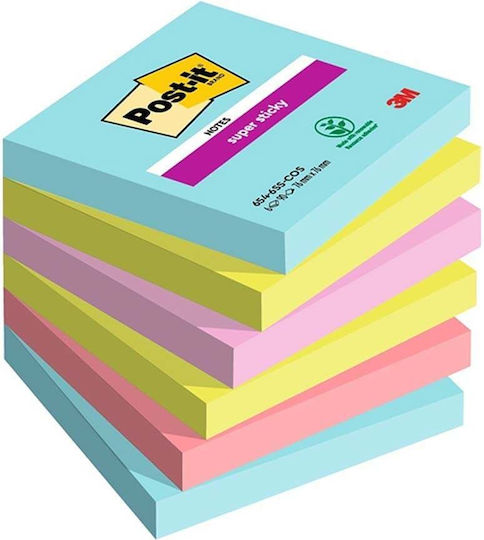 Bilețele Autocolante 3M Post-it Super Sticky 90 Foi 76 X 76 Mm 6 Bucăți 654-6ss-cos