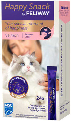 Happy Snack By Feliway – Lachs 24x15g Katzenleckerlis & Snacks