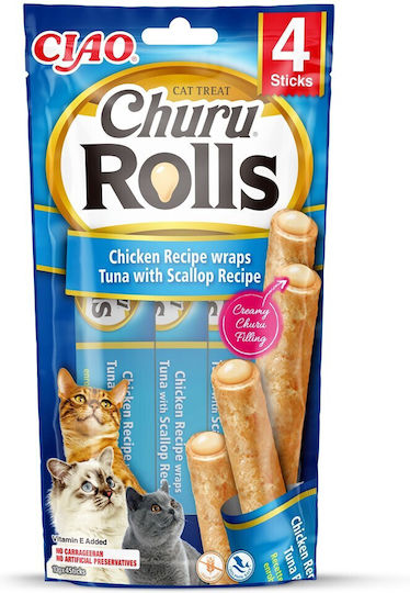 Inaba Churu Rolls Chicken Recipe Wraps Tuna Scallop Recipe Cat Treats 4x10 G