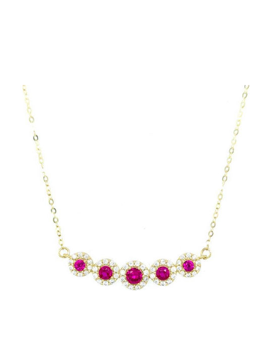Drandakis Halskette Rosette aus Gold 9 K mit Zirkon