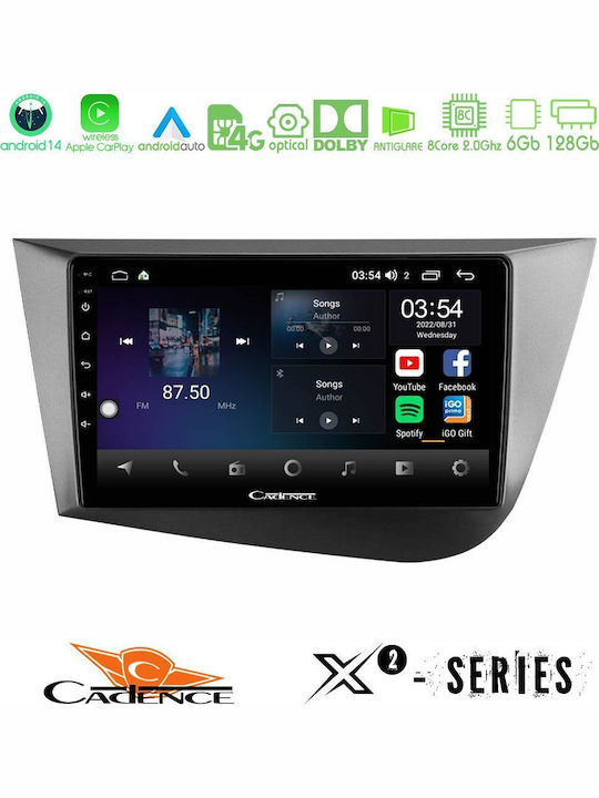 Cadence Auto-Audiosystem für Seat Leon 2005 – 2012 (Bluetooth/USB/WiFi/GPS/Apple-Carplay/Android-Auto) mit Touchscreen 9"