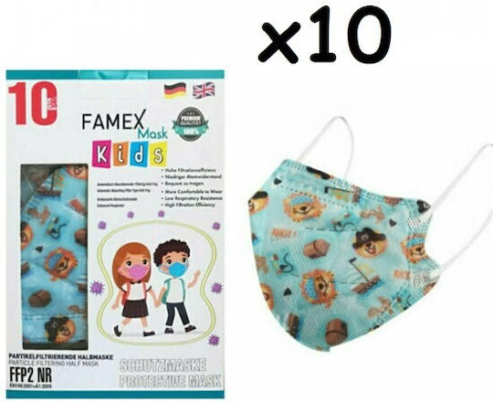 Famex Μάσκα Προστασίας FFP2 XXS για Παιδιά Μπλε 10τμχ