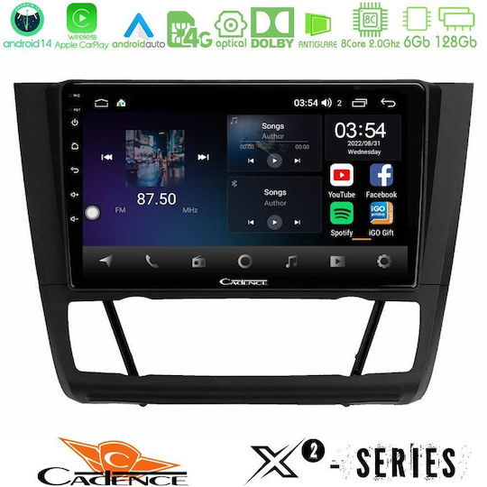 Cadence Car Audio System for BMW E81 / E82 / E87 2007-2011 with A/C (Bluetooth/USB/WiFi/GPS/Apple-Carplay/Android-Auto) with Touch Screen 9"