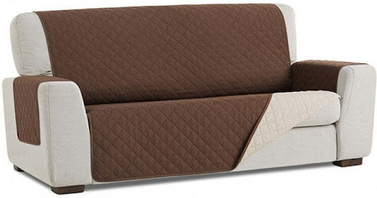 Sofazip Ελαστικό Κάλυμμα Διθέσιου Καναπέ Brown - Beige 110εκ.