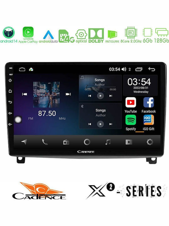 Cadence Auto-Audiosystem für Peugeot 407 2004-2011 (Bluetooth/USB/WiFi/GPS/Apple-Carplay/Android-Auto) mit Touchscreen 9"