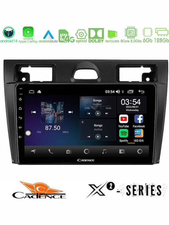Cadence Auto-Audiosystem für Ford Fiesta / Vereinigung 2006-2008 (Bluetooth/USB/WiFi/GPS/Apple-Carplay/Android-Auto) mit Touchscreen 9"
