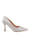 Synthetic Leather Stiletto Silver High Heels