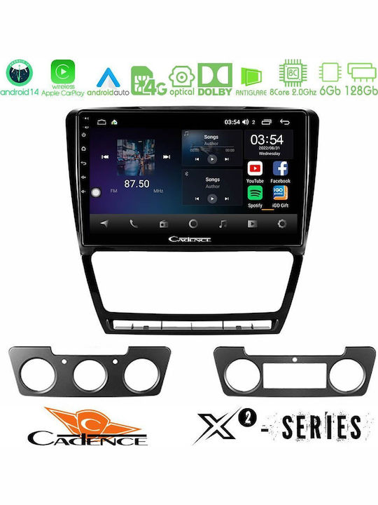 Cadence Ηχοσύστημα Αυτοκινήτου για Skoda Octavia 2005-2012 με A/C (Bluetooth/USB/WiFi/GPS/Apple-Carplay/Android-Auto) με Οθόνη Αφής 10"