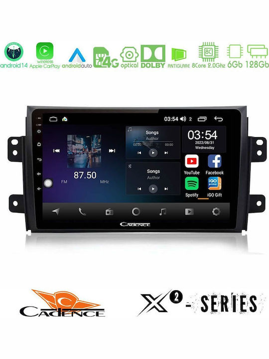 Cadence Auto-Audiosystem für Fiat Sechzehn Suzuki SX4 2005-2013 (Bluetooth/USB/WiFi/GPS/Apple-Carplay/Android-Auto) mit Touchscreen 9"