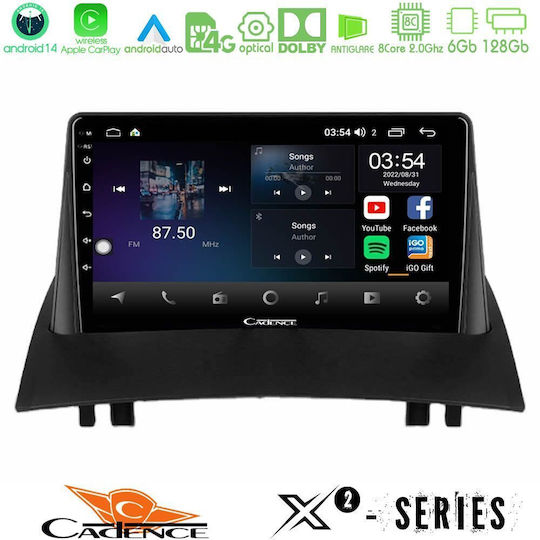 Cadence Ηχοσύστημα Αυτοκινήτου για Renault Megane 2002-2008 (Bluetooth/USB/WiFi/GPS/Apple-Carplay/Android-Auto) με Οθόνη Αφής 9"