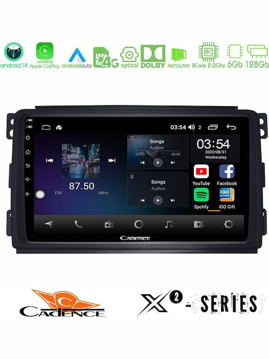 Cadence Auto-Audiosystem für Smart FürZwei 2007-2010 (Bluetooth/USB/WiFi/GPS/Apple-Carplay/Android-Auto) mit Touchscreen 9"