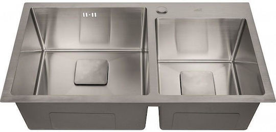 Inter Ceramic Drop-In Spüle aus Verbundgranulat B78xT43cm Silber