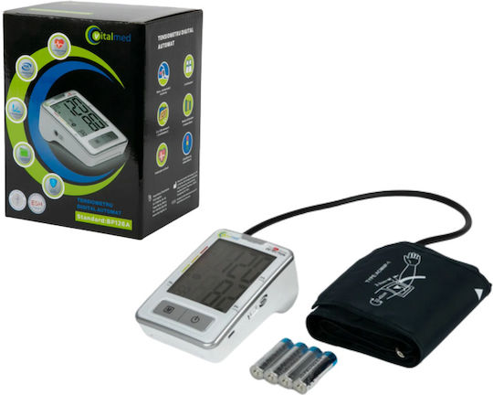 Vitalmed Standard Bp126a Tensiometru Digital Automat pentru Măsurarea Tensiunii Arteriale Memorie pentru 2 Utilizatori Tehnologie Mac Indicator de Aritmie Clasificare a Tensiunii Arteriale Manșetă 22 42 Cm